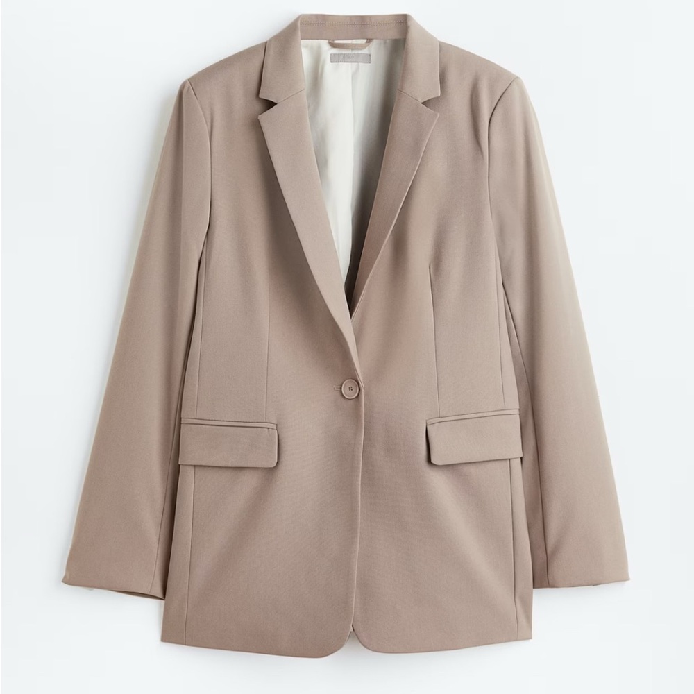 H&M Women's Small Taupe Minimalist Single Breasted One Button Blazer‎